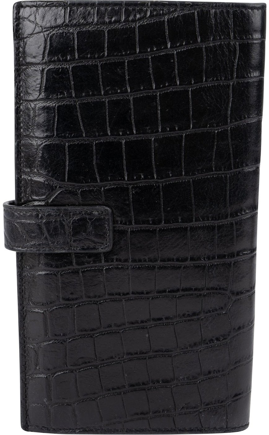 Yves Saint Laurent Croc-Embossed Leather Long Bifold Wallet