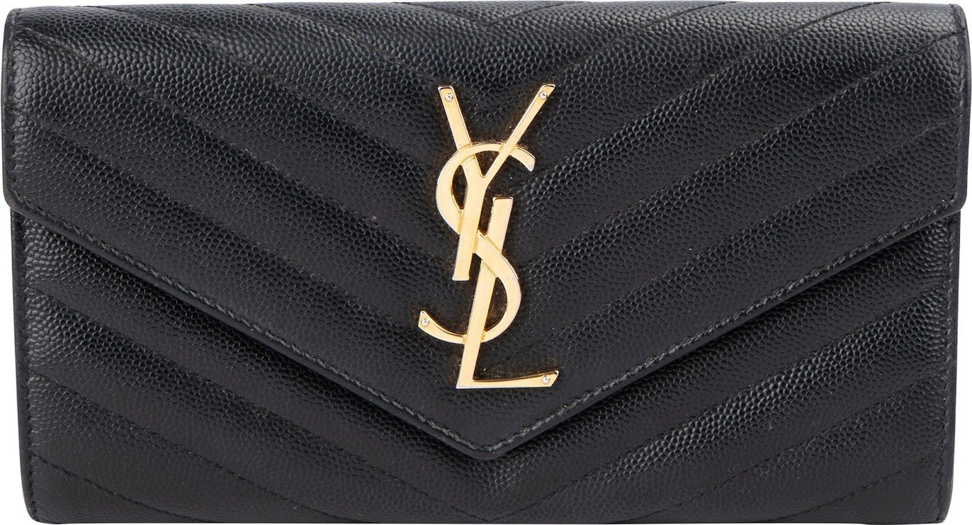 Yves Saint Laurent Grain de Poudre Matelassé Leather Envelope Flap Wallet