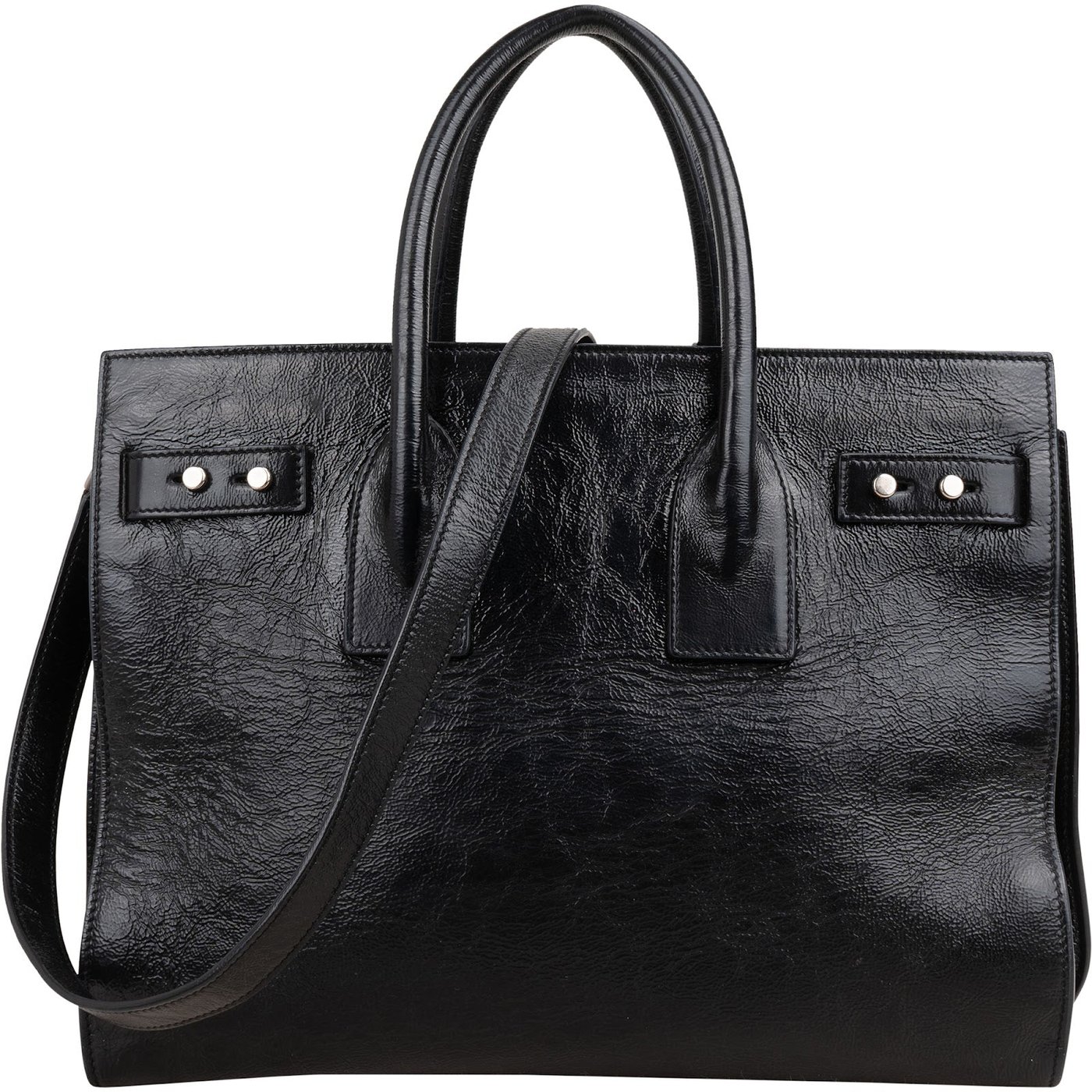 Saint Laurent Y2K Crinkled Patent Leather Sac De Jour Handbag