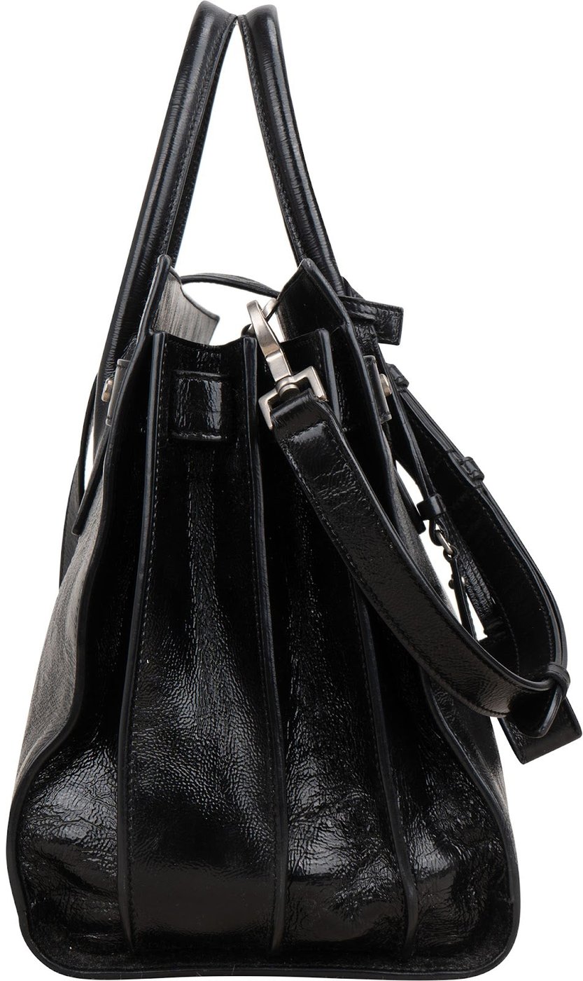 Saint Laurent Y2K Crinkled Patent Leather Sac De Jour Handbag