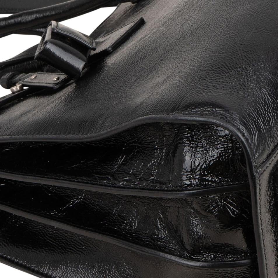 Saint Laurent Y2K Crinkled Patent Leather Sac De Jour Handbag