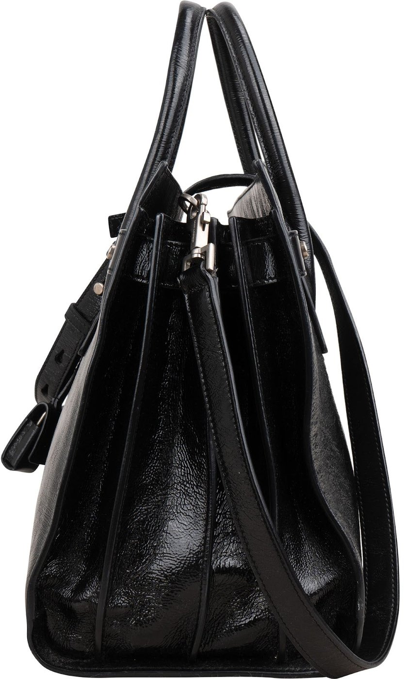 Saint Laurent Y2K Crinkled Patent Leather Sac De Jour Handbag