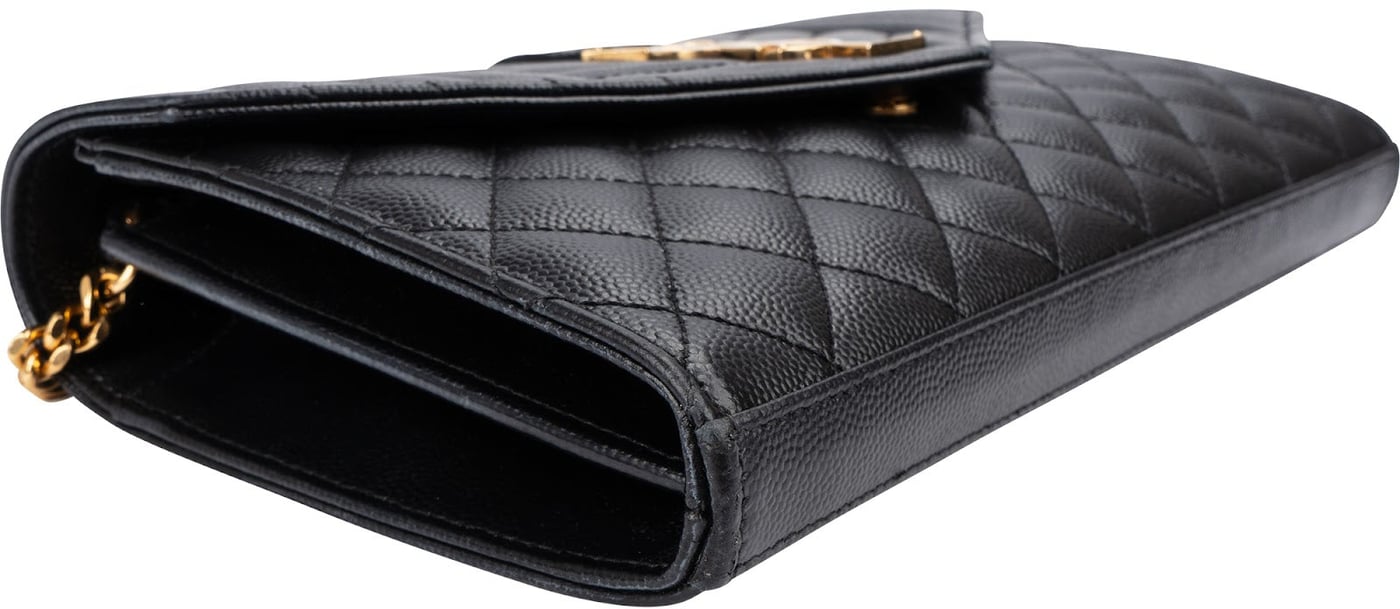 Yves Saint Laurent Grain De Poudre Leather Cassandre Envelope Wallet On Chain Crossbody Bag