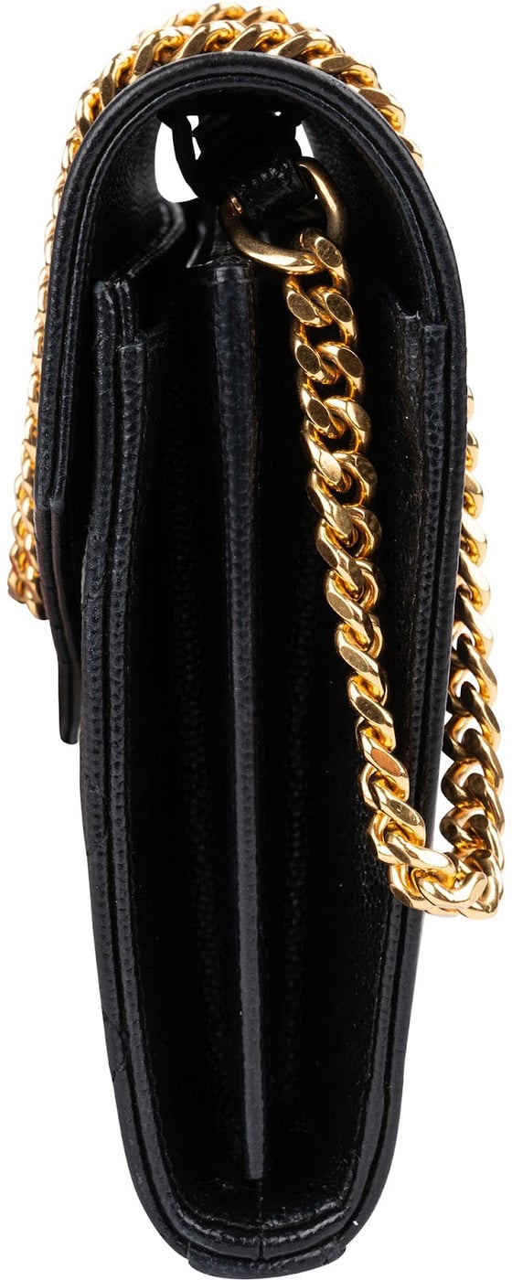 Yves Saint Laurent Grain De Poudre Leather Cassandre Envelope Wallet On Chain Crossbody Bag