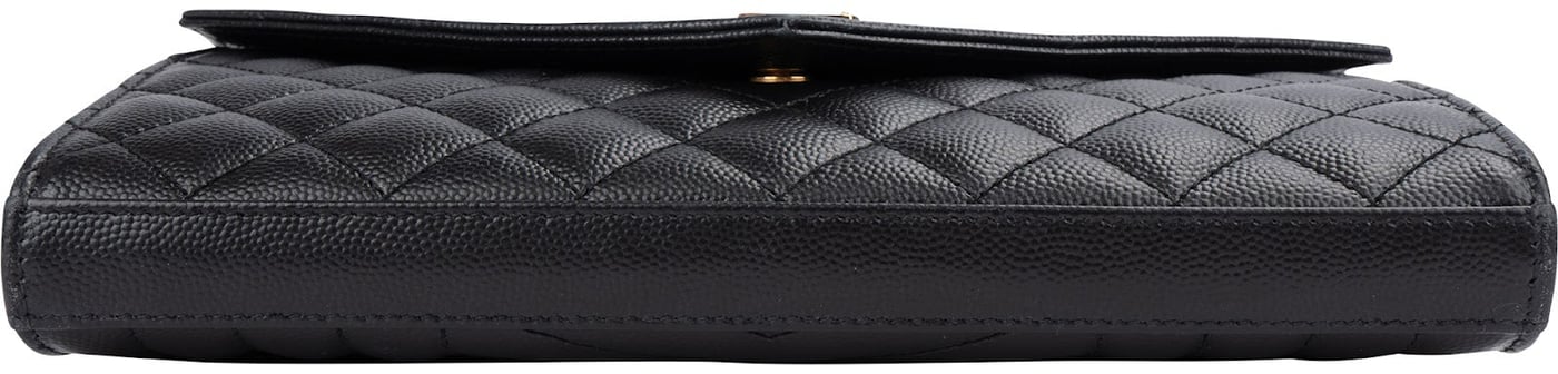 Yves Saint Laurent Grain De Poudre Leather Cassandre Envelope Wallet On Chain Crossbody Bag