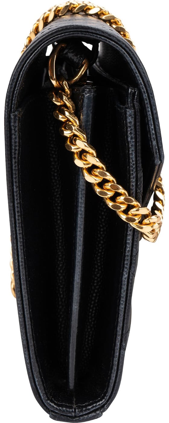 Yves Saint Laurent Grain De Poudre Leather Cassandre Envelope Wallet On Chain Crossbody Bag