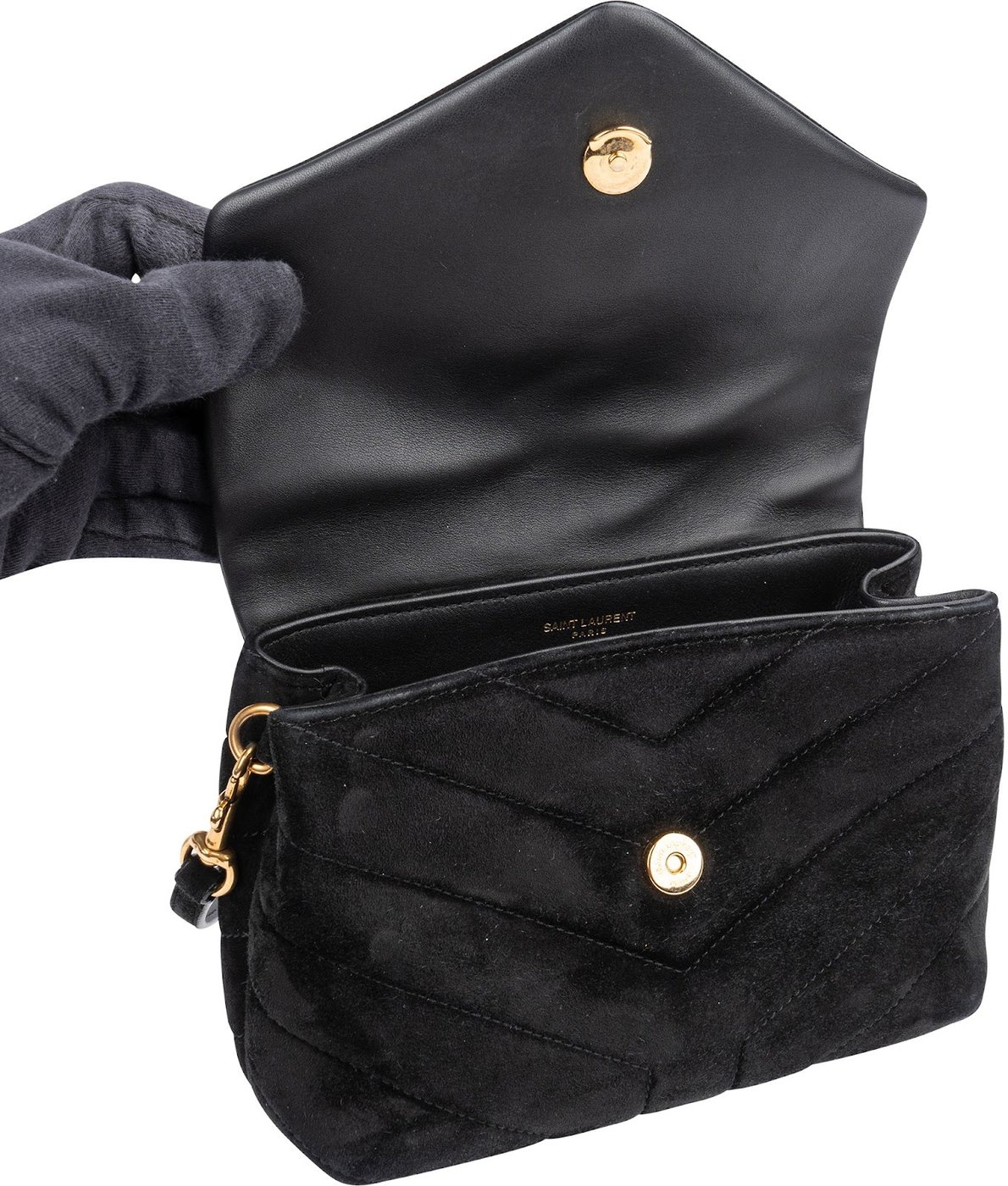 Yves Saint Laurent Quilted Suede Mini Loulou Puffer Crossbody Bag