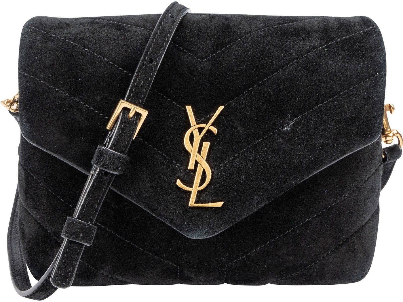 Yves Saint Laurent Quilted Suede Mini Loulou Puffer Crossbody Bag
