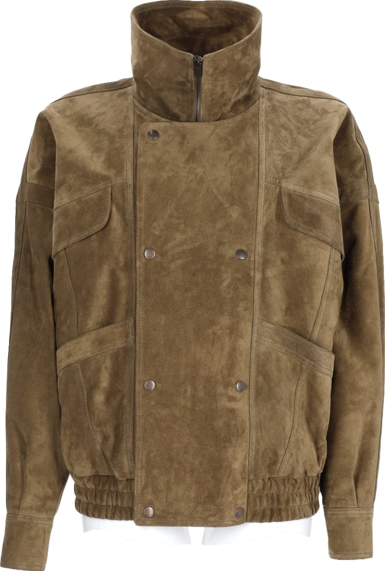 Giacca Bomber Doppiopetto In Suede