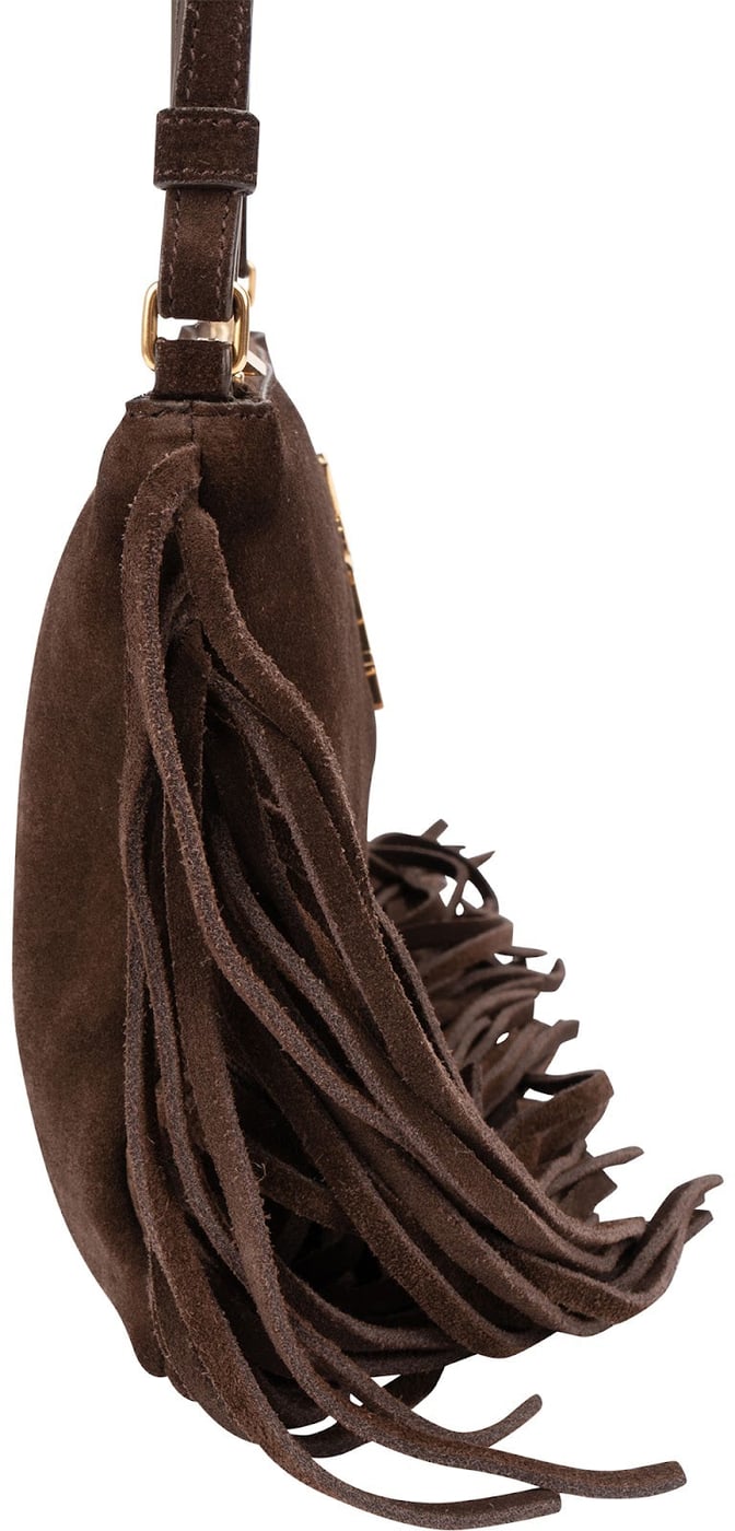 Yves Saint Laurent Brown Suede Fringe Crossbody Bag