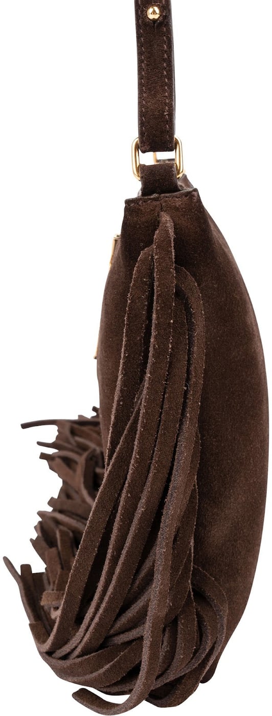 Yves Saint Laurent Brown Suede Fringe Crossbody Bag