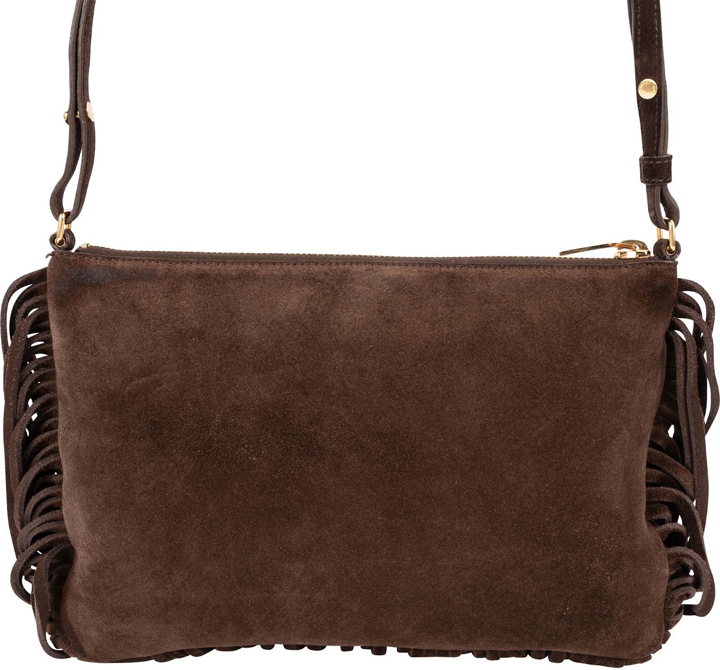 Yves Saint Laurent Brown Suede Fringe Crossbody Bag