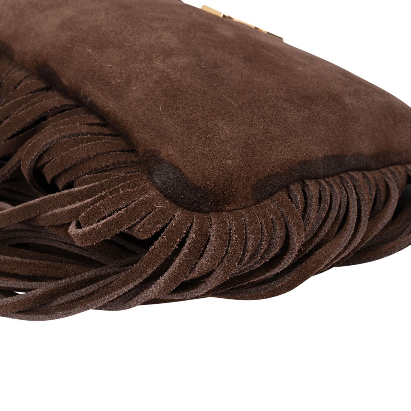 Yves Saint Laurent Brown Suede Fringe Crossbody Bag