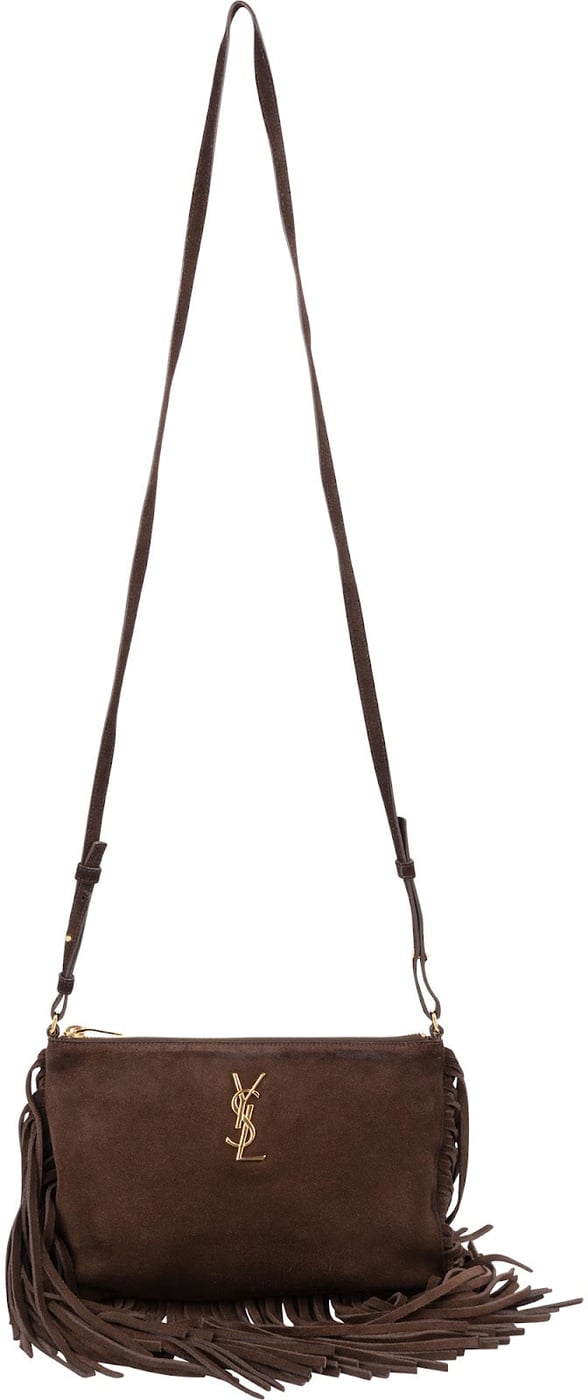 Yves Saint Laurent Brown Suede Fringe Crossbody Bag