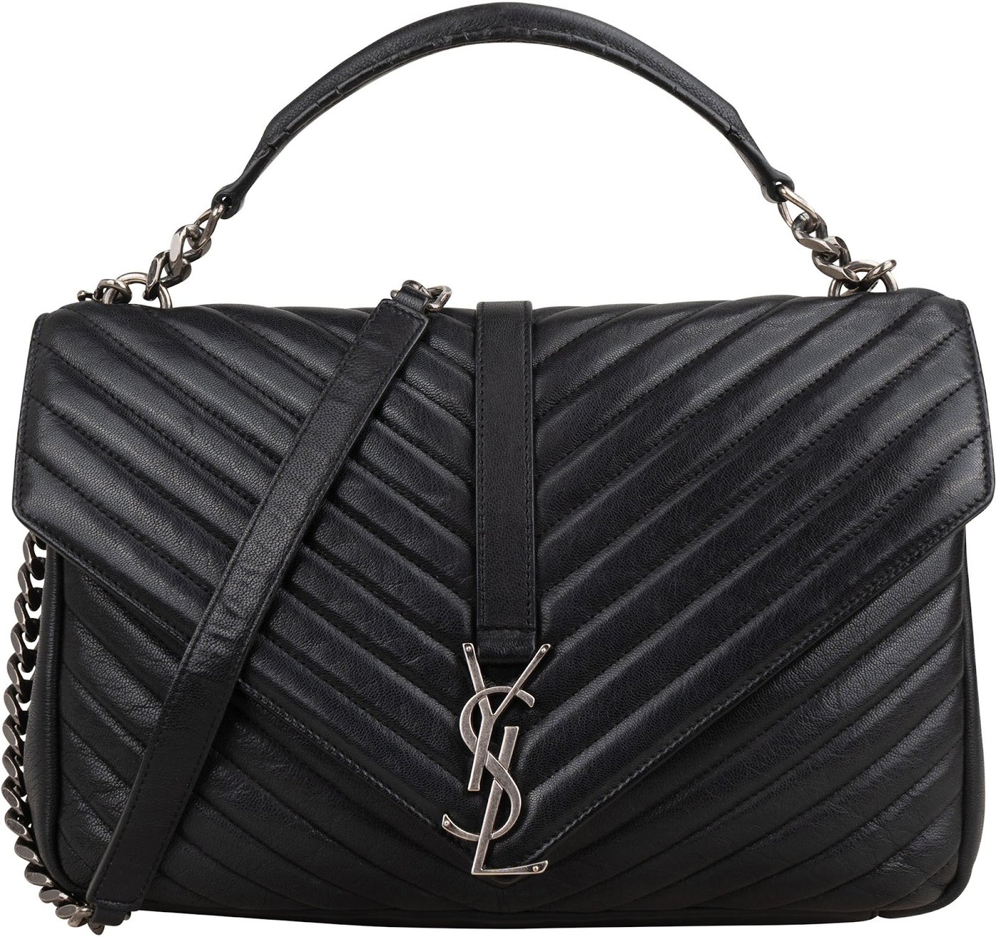 Saint Laurent Quilted Leather College Lou Messenger Handbag