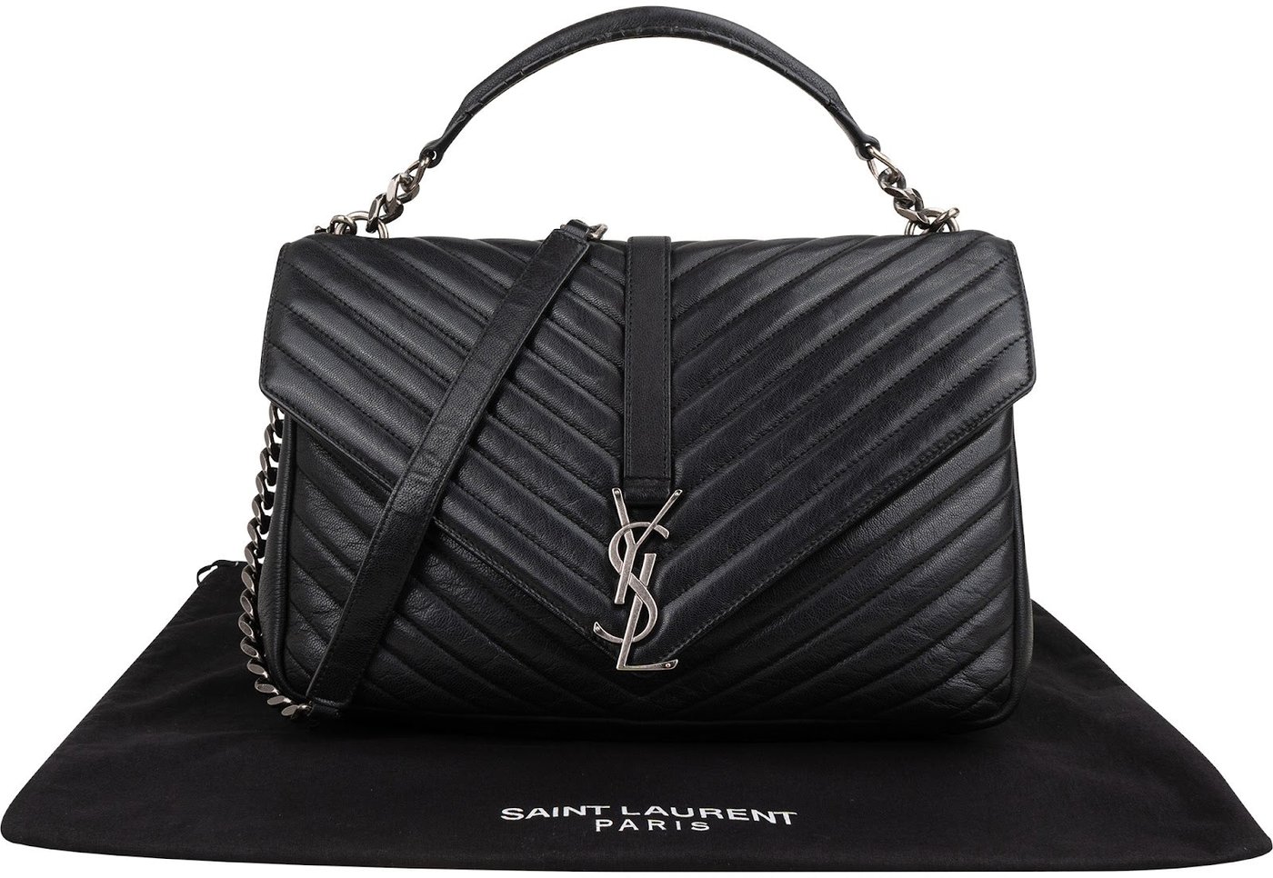 Saint Laurent Quilted Leather College Lou Messenger Handbag