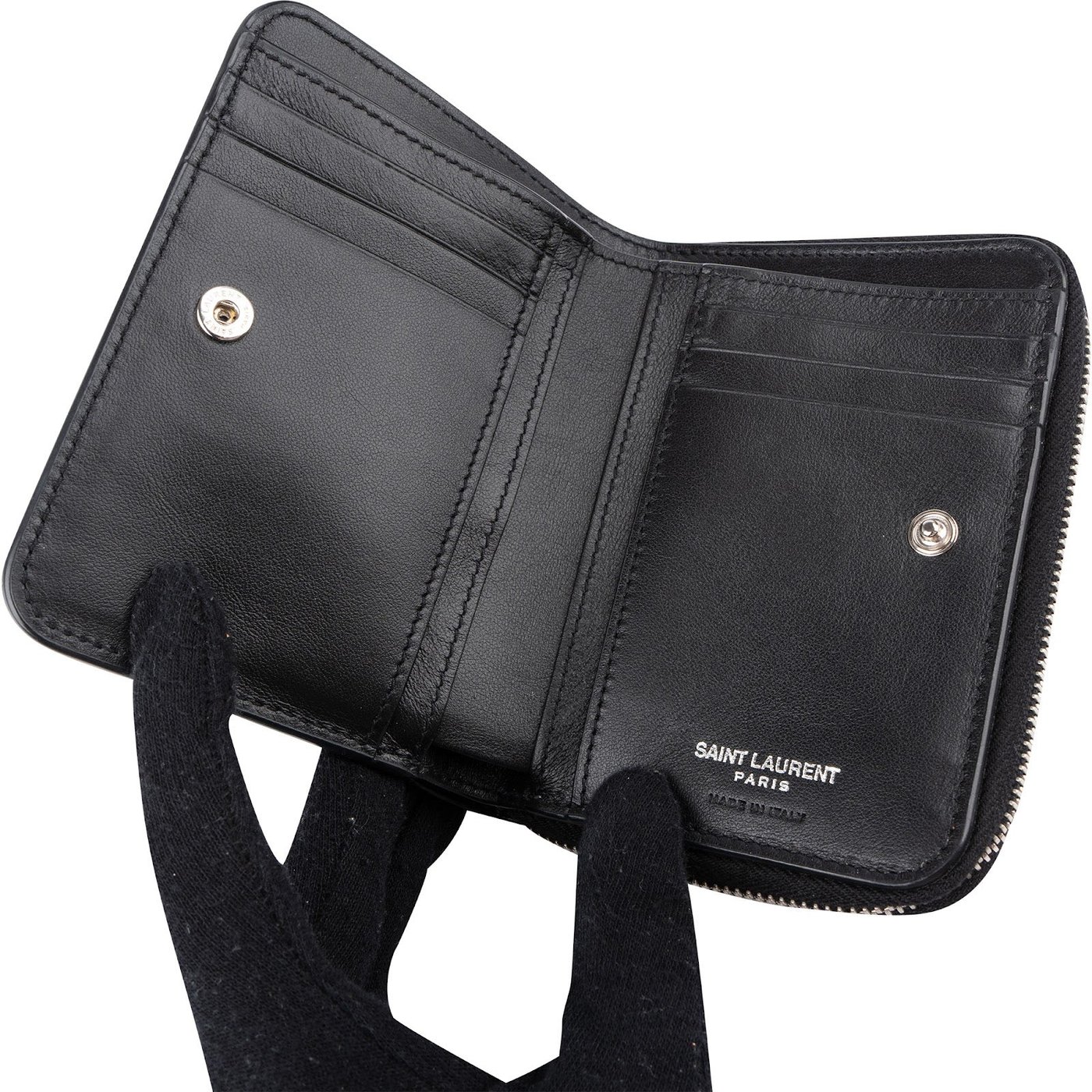 Saint Laurent Croc-Embossed Leather Compact Wallet