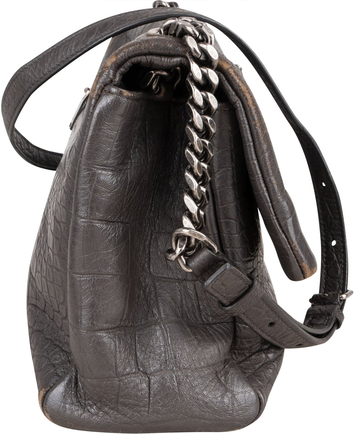 Saint Laurent Grey Croco Optic Leather West Hollywood Crossbody Bag