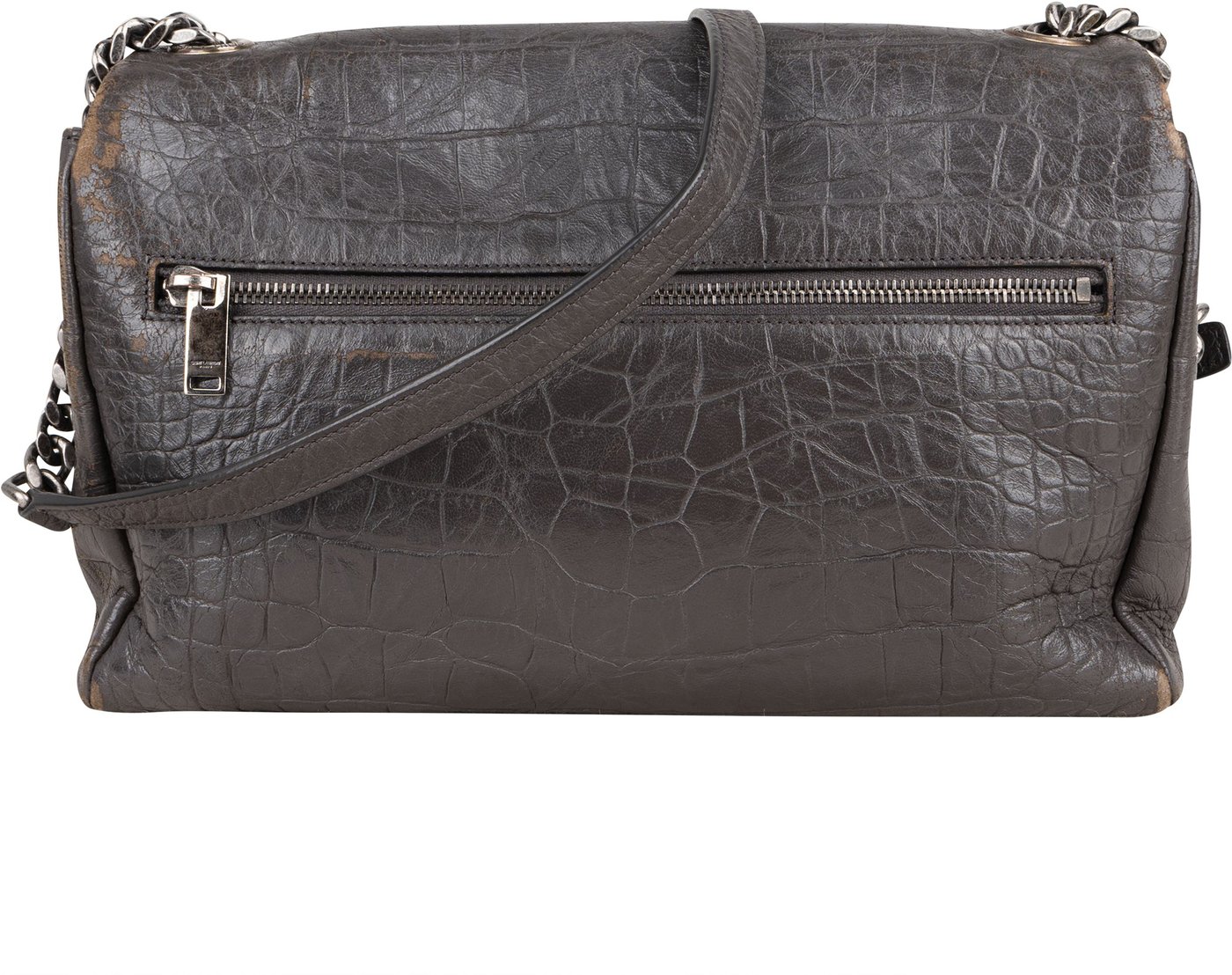 Saint Laurent Grey Croco Optic Leather West Hollywood Crossbody Bag