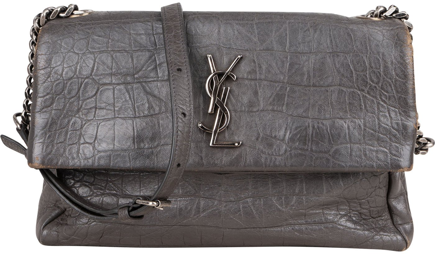 Saint Laurent Grey Croco Optic Leather West Hollywood Crossbody Bag