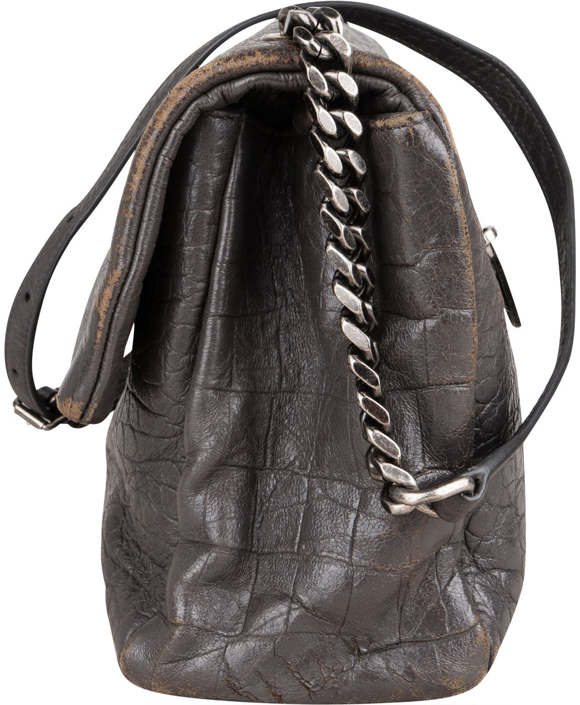 Saint Laurent Grey Croco Optic Leather West Hollywood Crossbody Bag