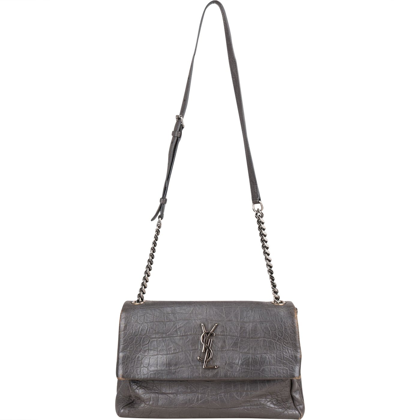 Saint Laurent Grey Croco Optic Leather West Hollywood Crossbody Bag