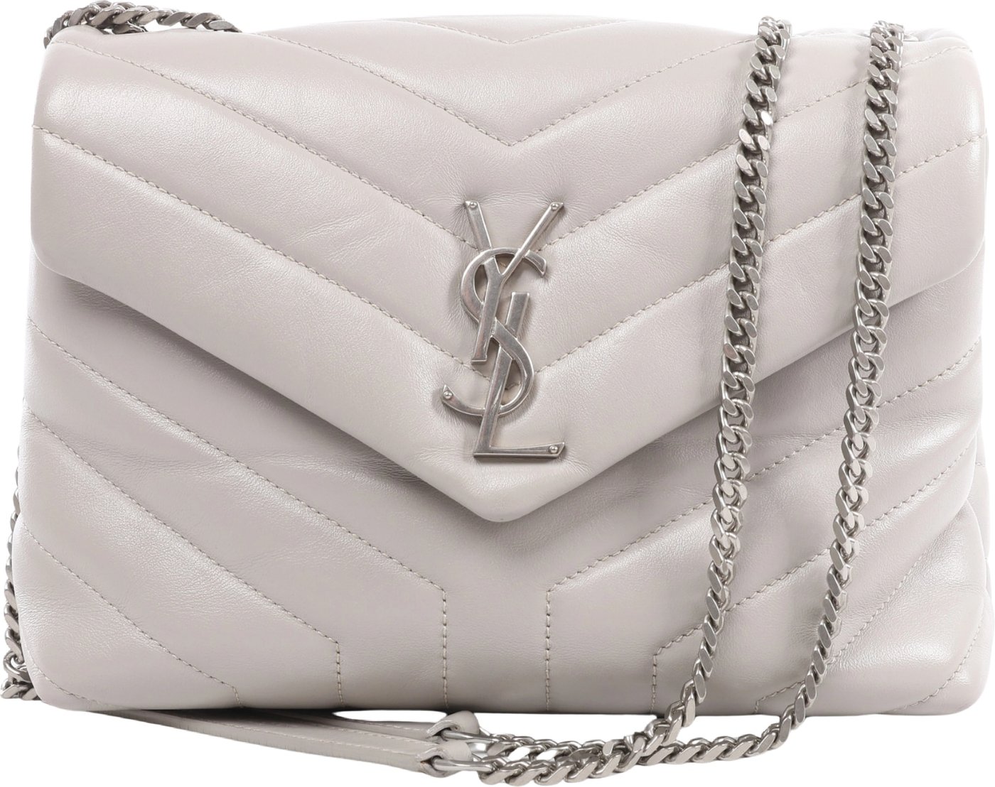Saint Laurent Paris Loulou Leather Chain Shoulder Bag in Gray 494699