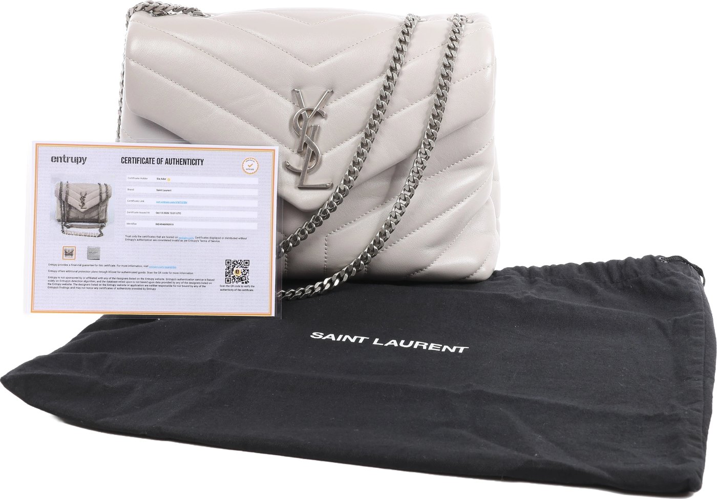 Saint Laurent Paris Loulou Leather Chain Shoulder Bag in Gray 494699