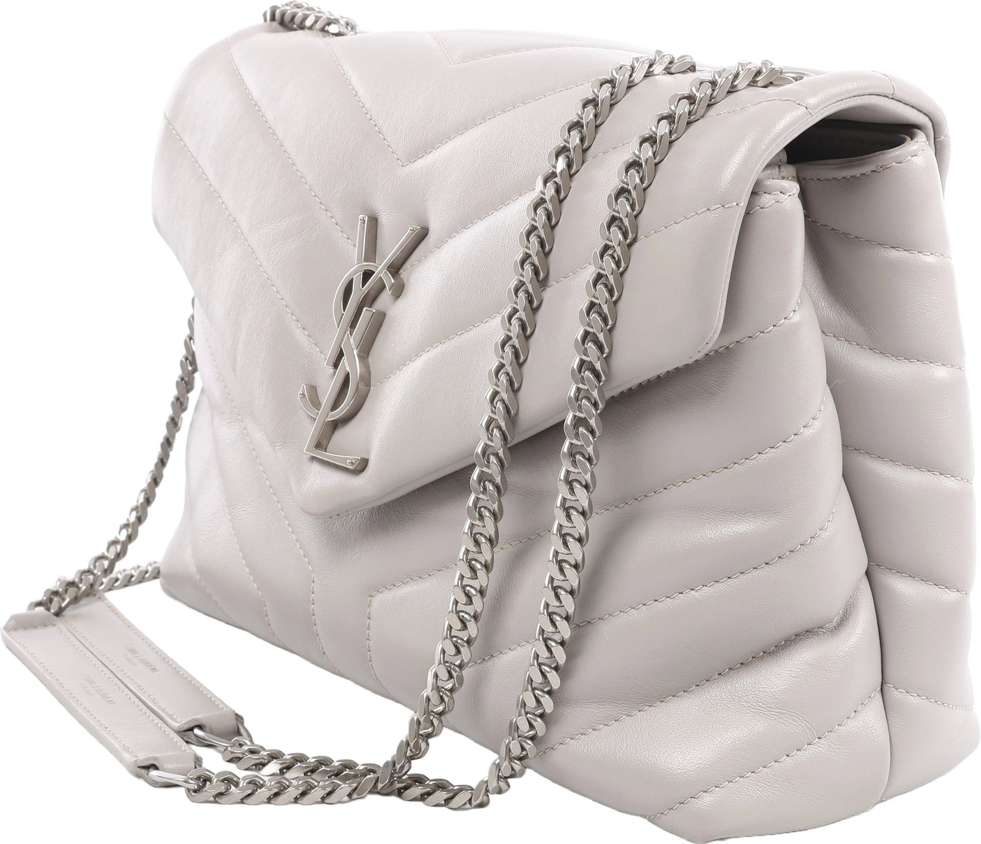 Saint Laurent Paris Loulou Leather Chain Shoulder Bag in Gray 494699