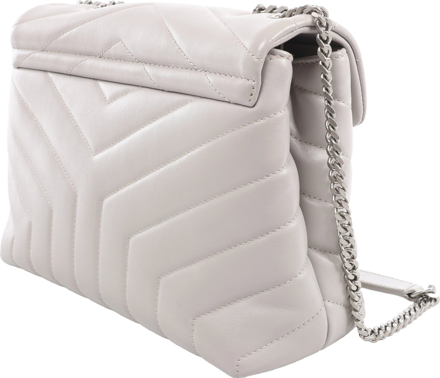 Saint Laurent Paris Loulou Leather Chain Shoulder Bag in Gray 494699