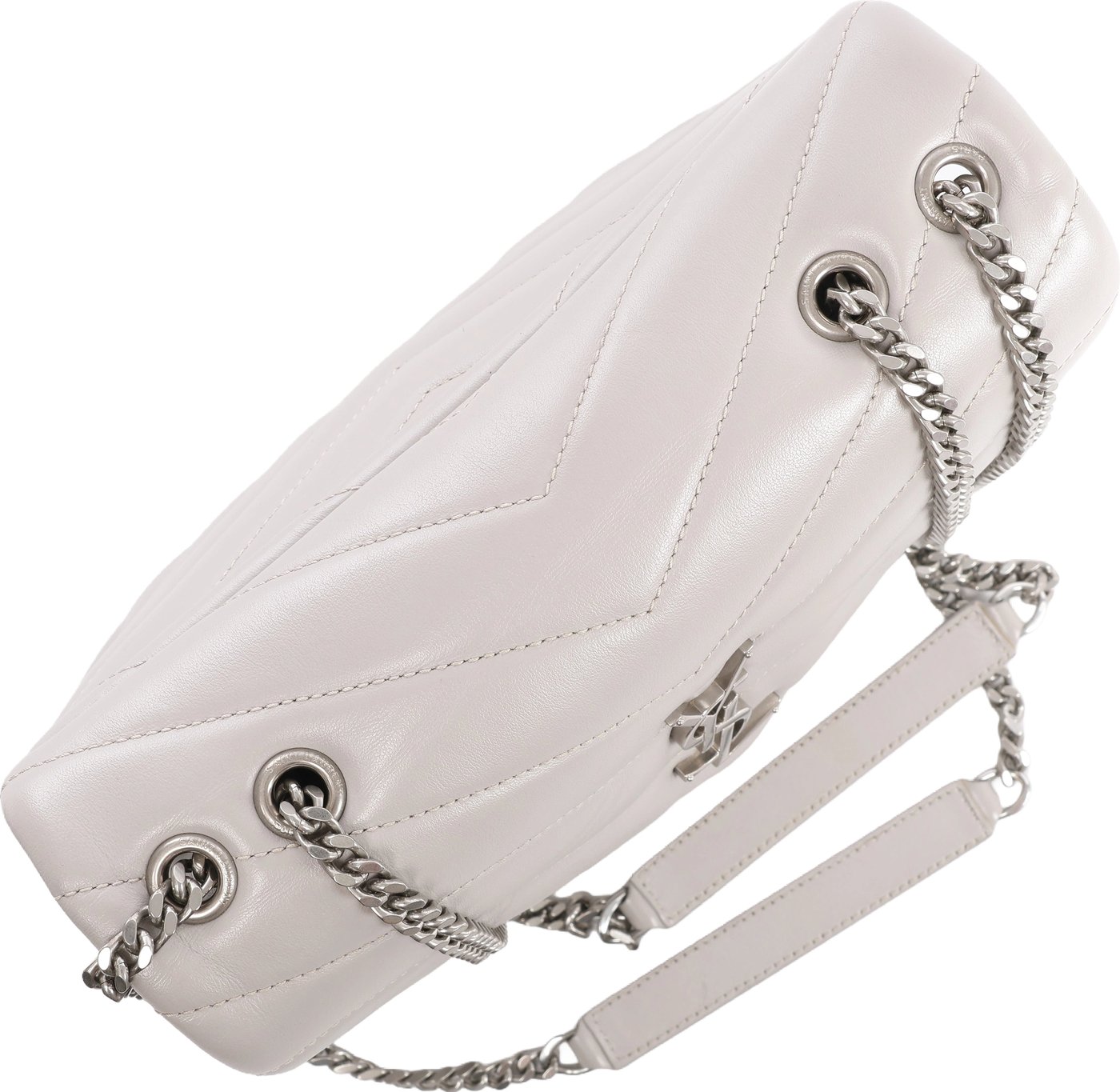 Saint Laurent Paris Loulou Leather Chain Shoulder Bag in Gray 494699