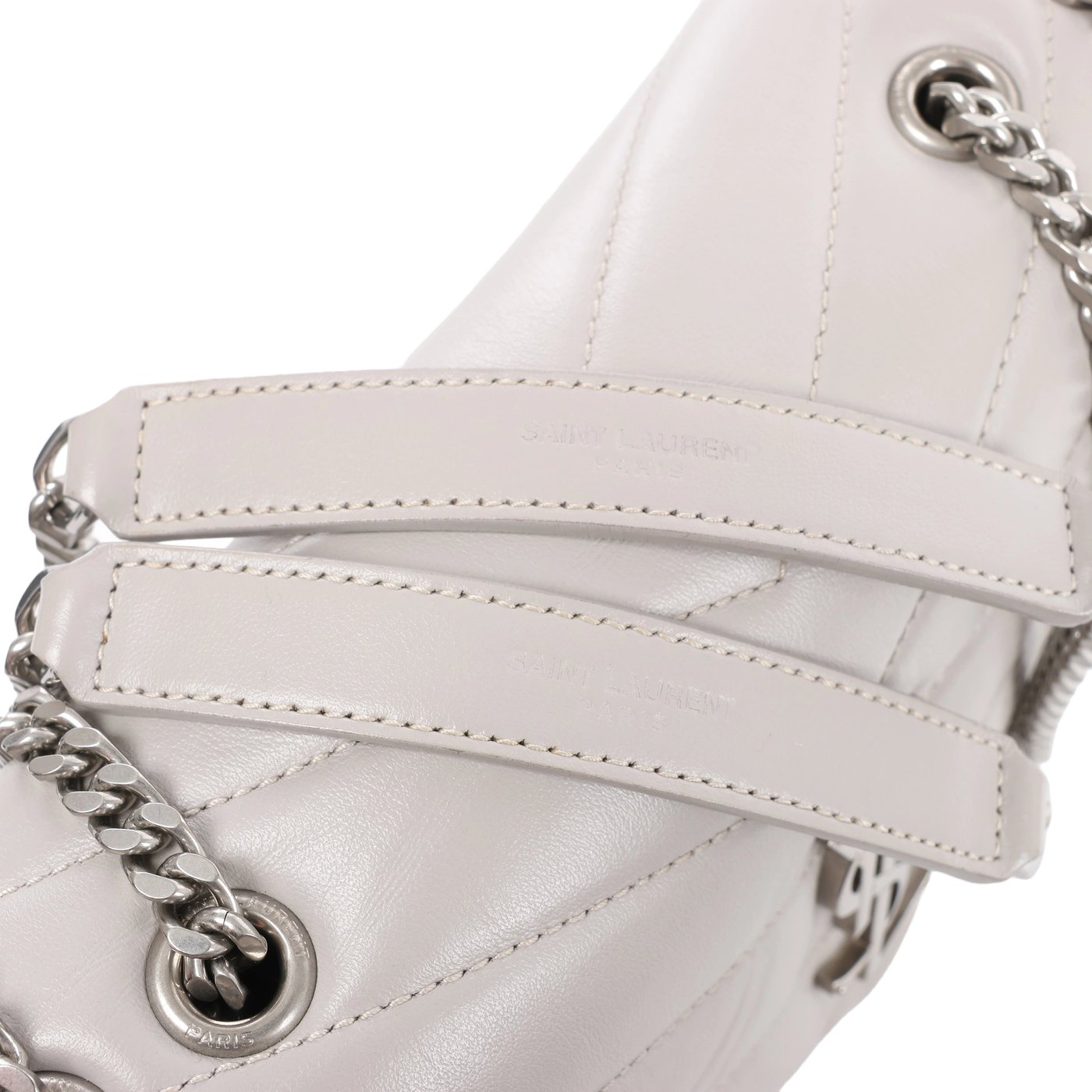 Saint Laurent Paris Loulou Leather Chain Shoulder Bag in Gray 494699