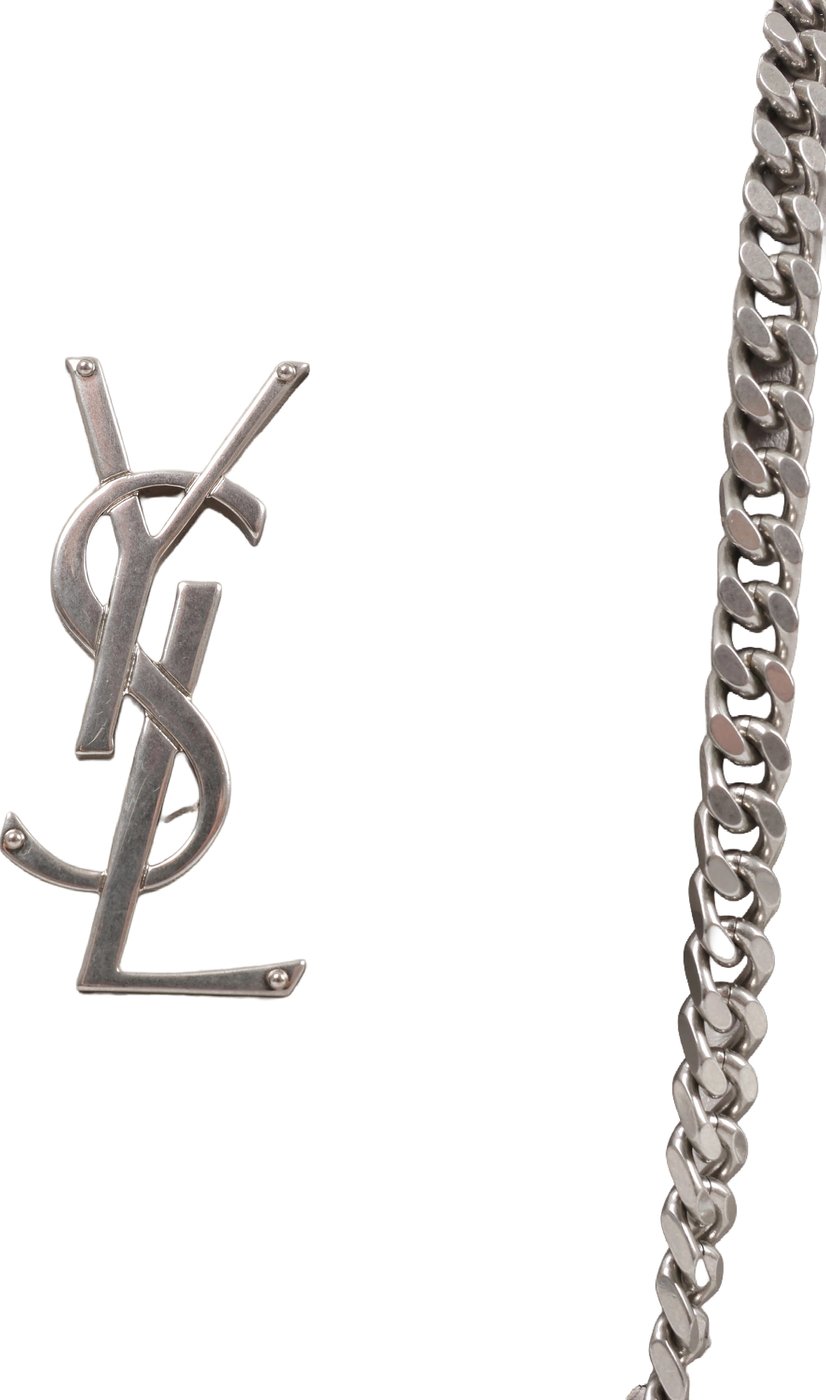 Saint Laurent Paris Loulou Leather Chain Shoulder Bag in Gray 494699