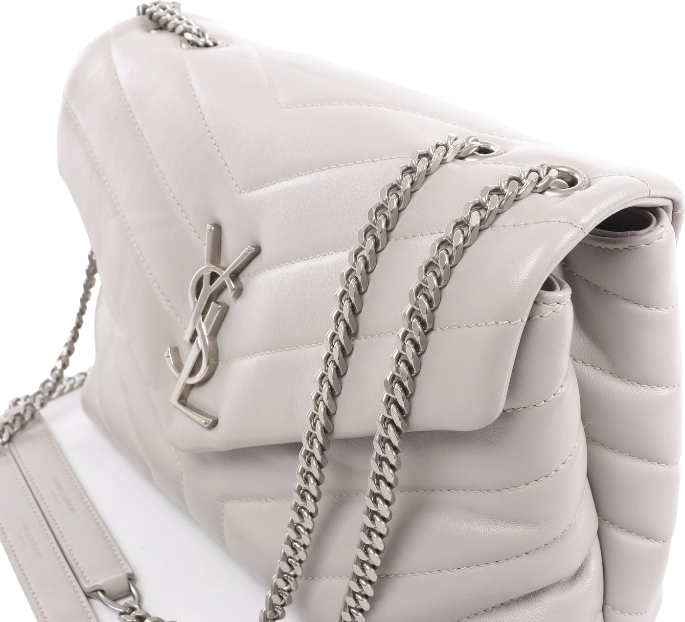 Saint Laurent Paris Loulou Leather Chain Shoulder Bag in Gray 494699