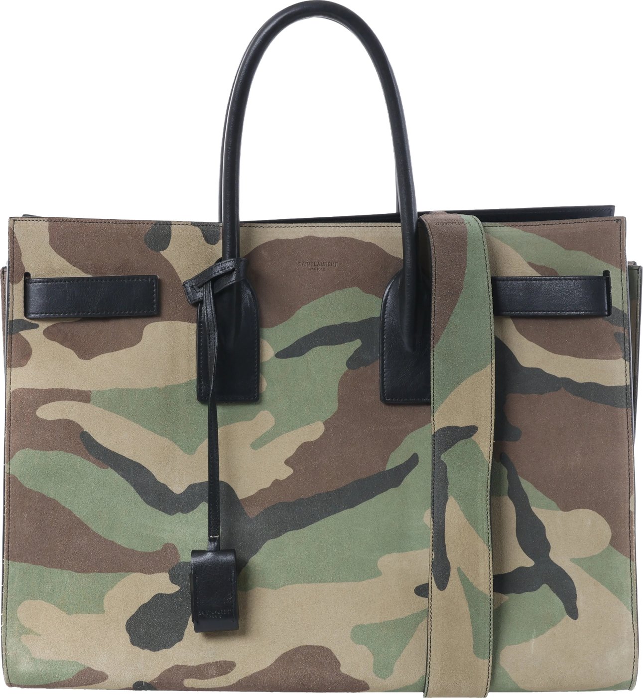 Saint Laurent Paris Sac de Jour Suede & Leather 2Way Handbag in Green 441571