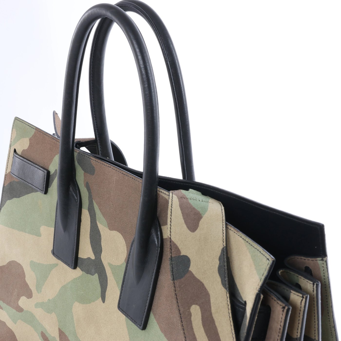 Saint Laurent Paris Sac de Jour Suede & Leather 2Way Handbag in Green 441571