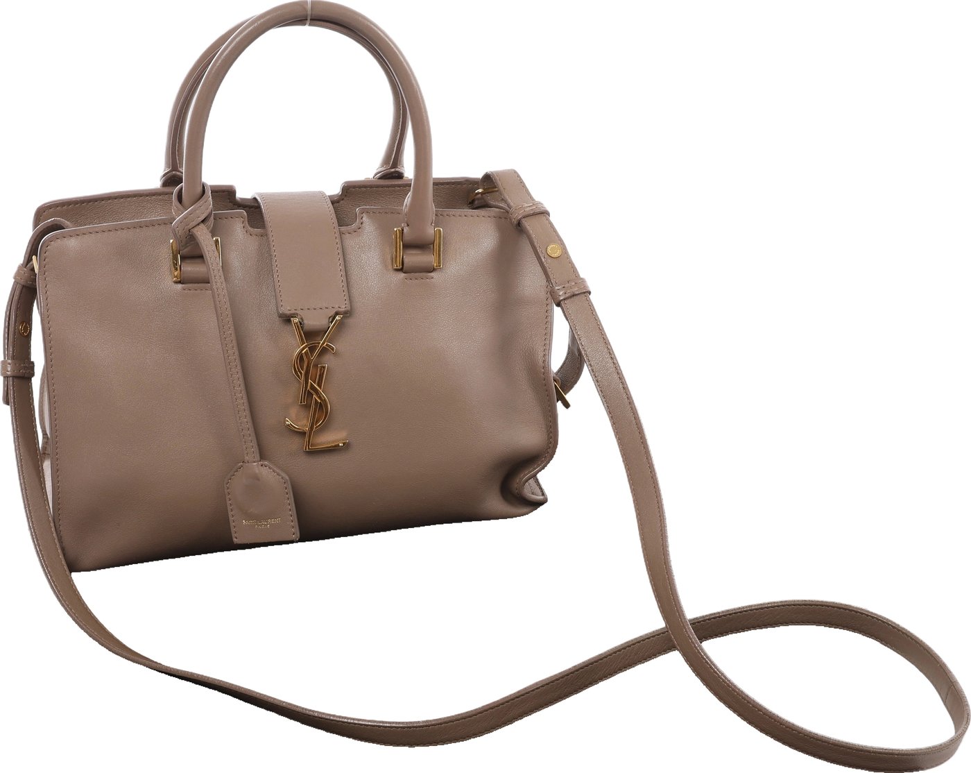 Saint Laurent Paris Baby Cabas Leather 2Way Handbag Beige 424868