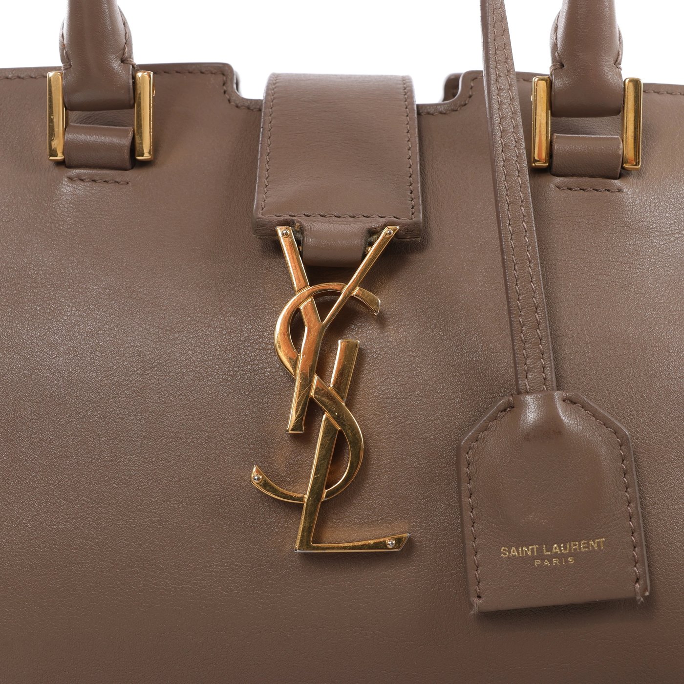 Saint Laurent Paris Baby Cabas Leather 2Way Handbag Beige 424868
