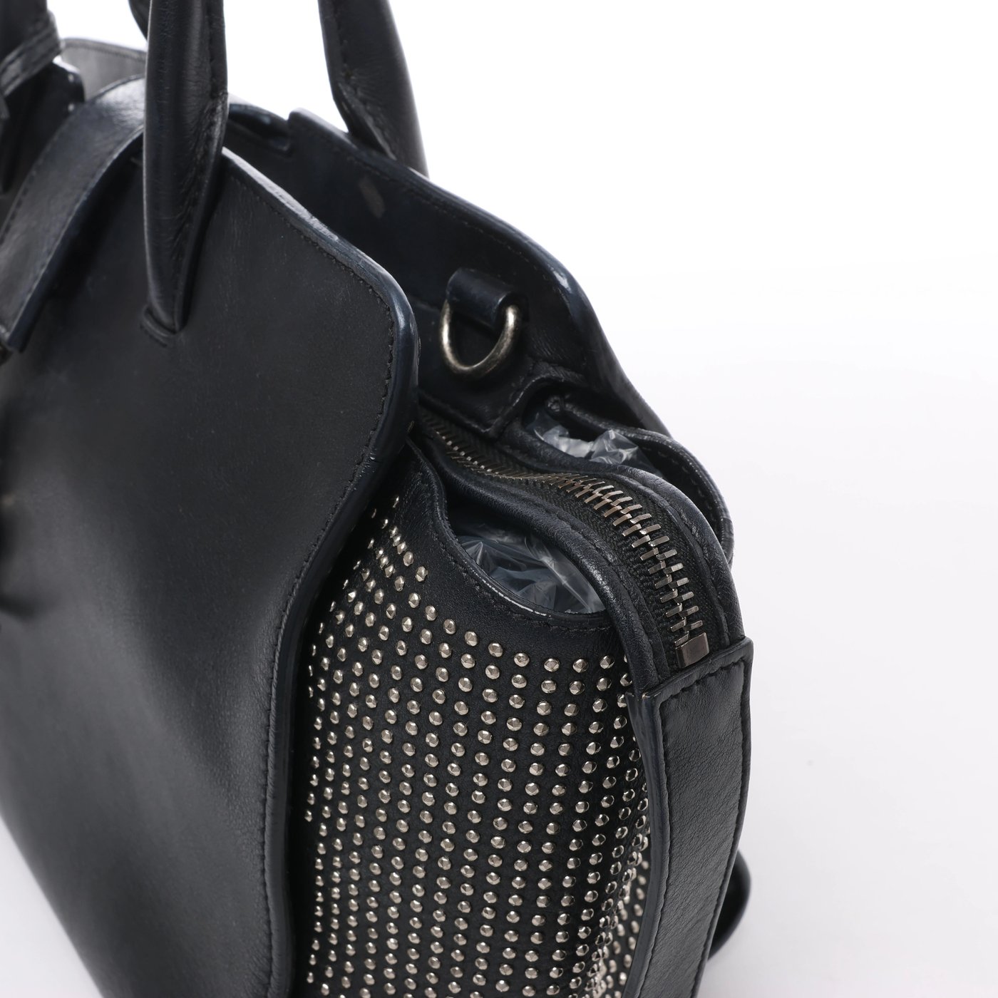 Saint Laurent Paris Downtown Cabas Leather x Studs Handbag in Black 481909