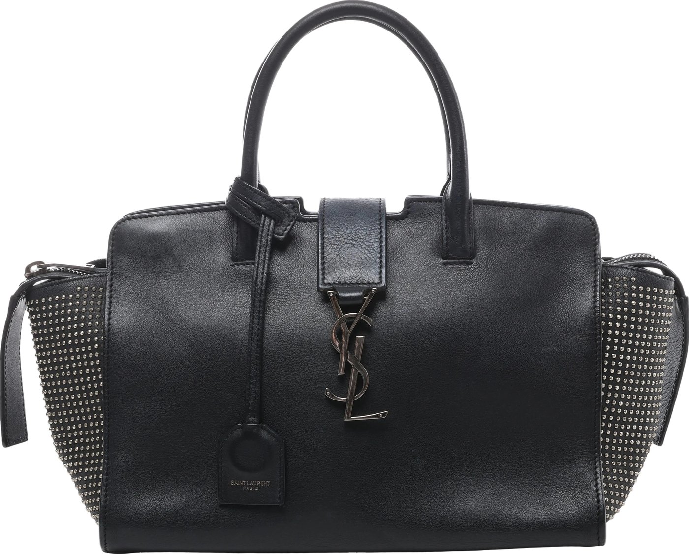 Saint Laurent Paris Downtown Cabas Leather x Studs Handbag in Black 481909