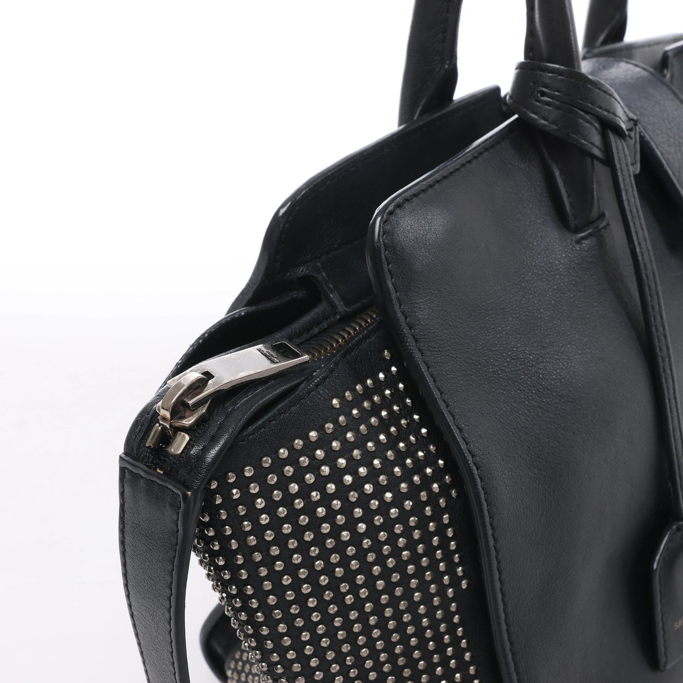 Saint Laurent Paris Downtown Cabas Leather x Studs Handbag in Black 481909