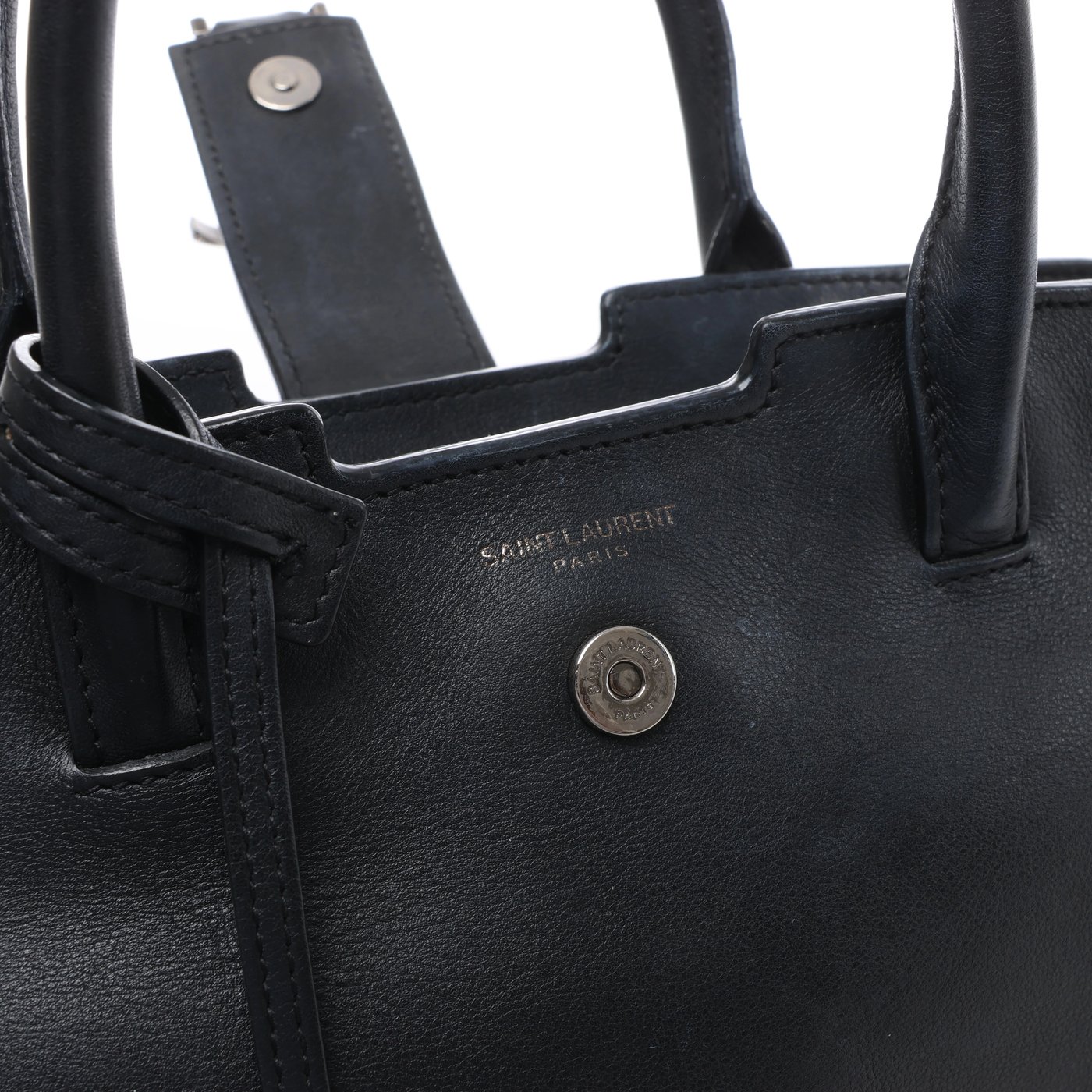 Saint Laurent Paris Downtown Cabas Leather x Studs Handbag in Black 481909