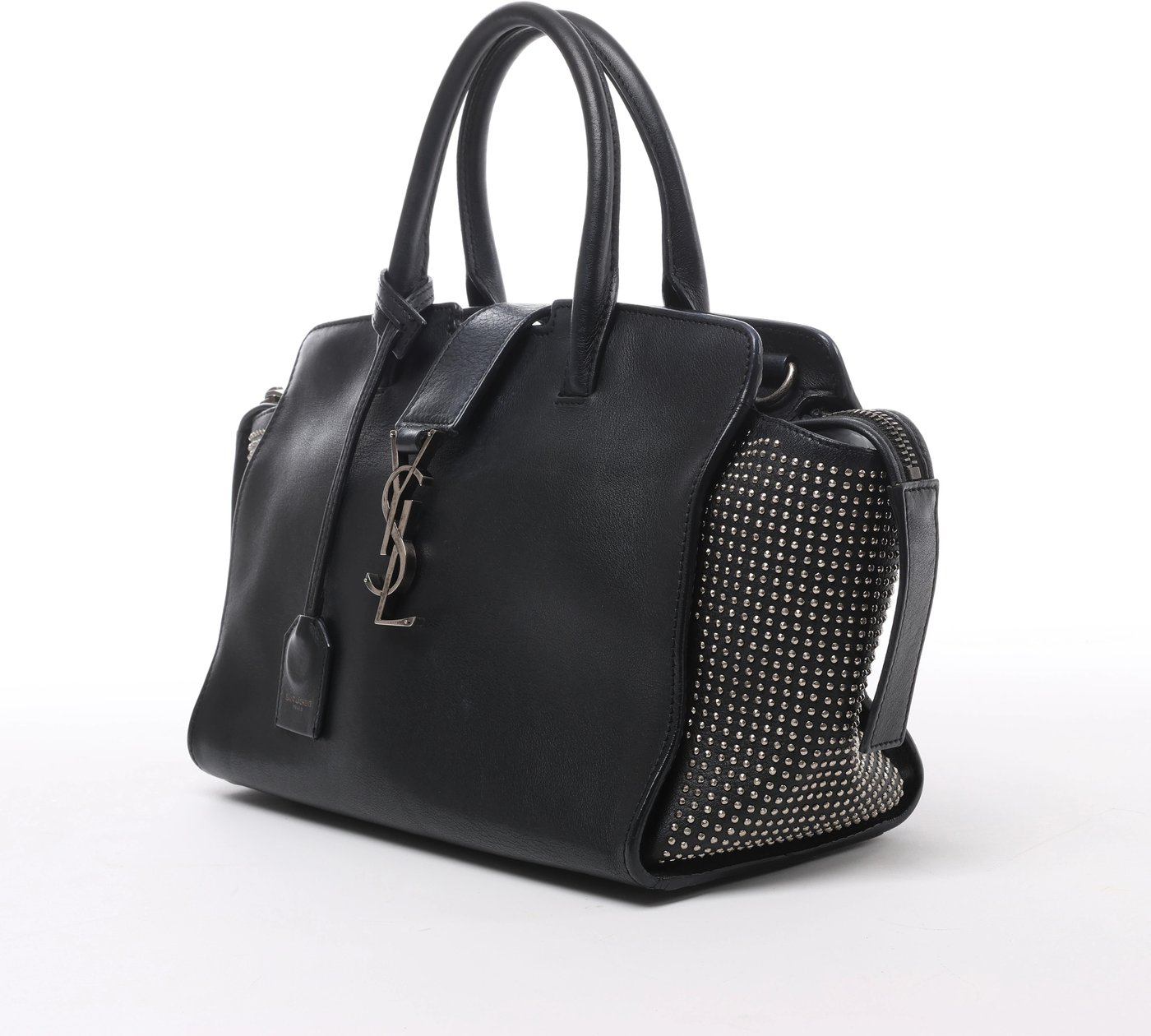 Saint Laurent Paris Downtown Cabas Leather x Studs Handbag in Black 481909