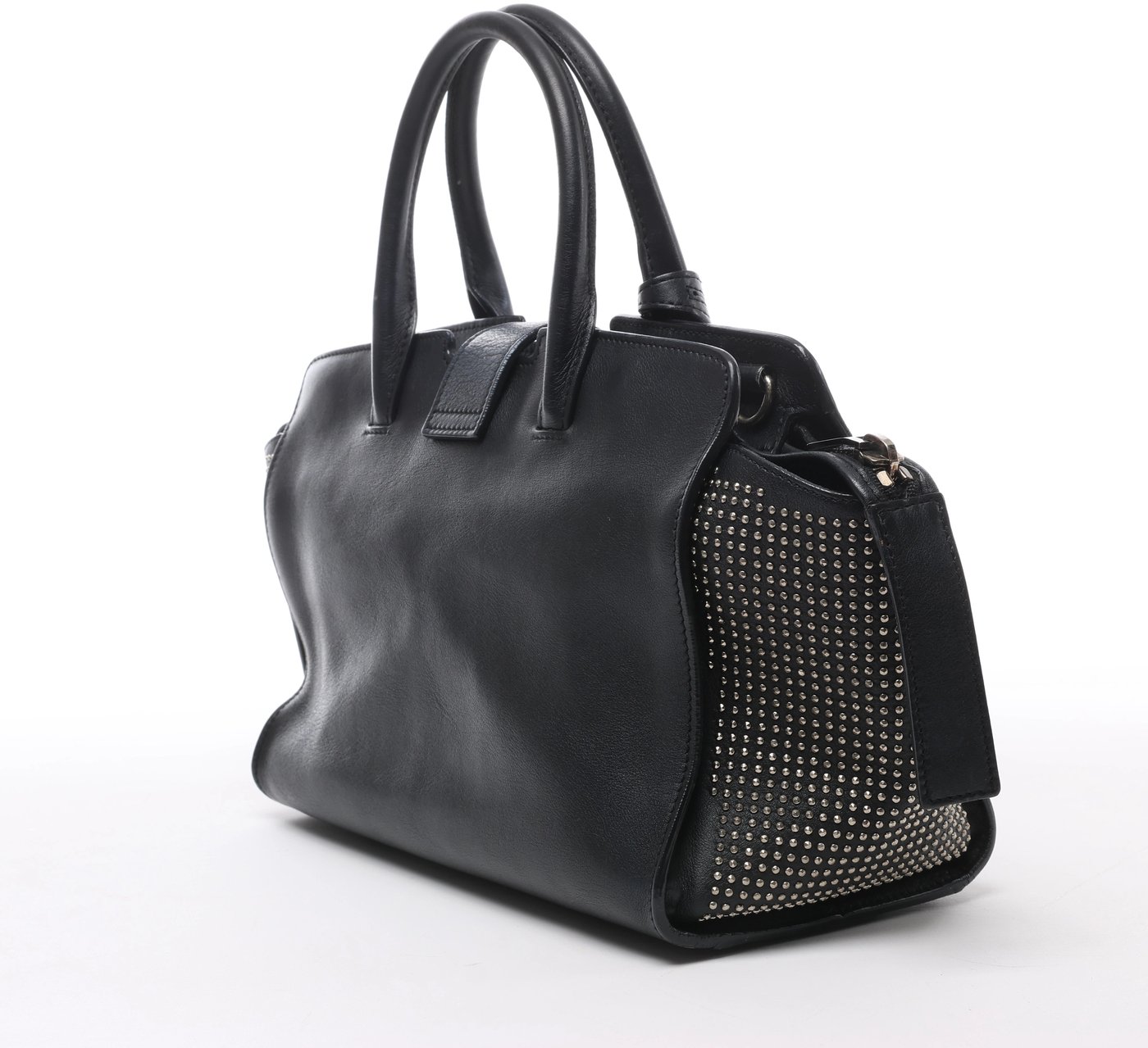 Saint Laurent Paris Downtown Cabas Leather x Studs Handbag in Black 481909