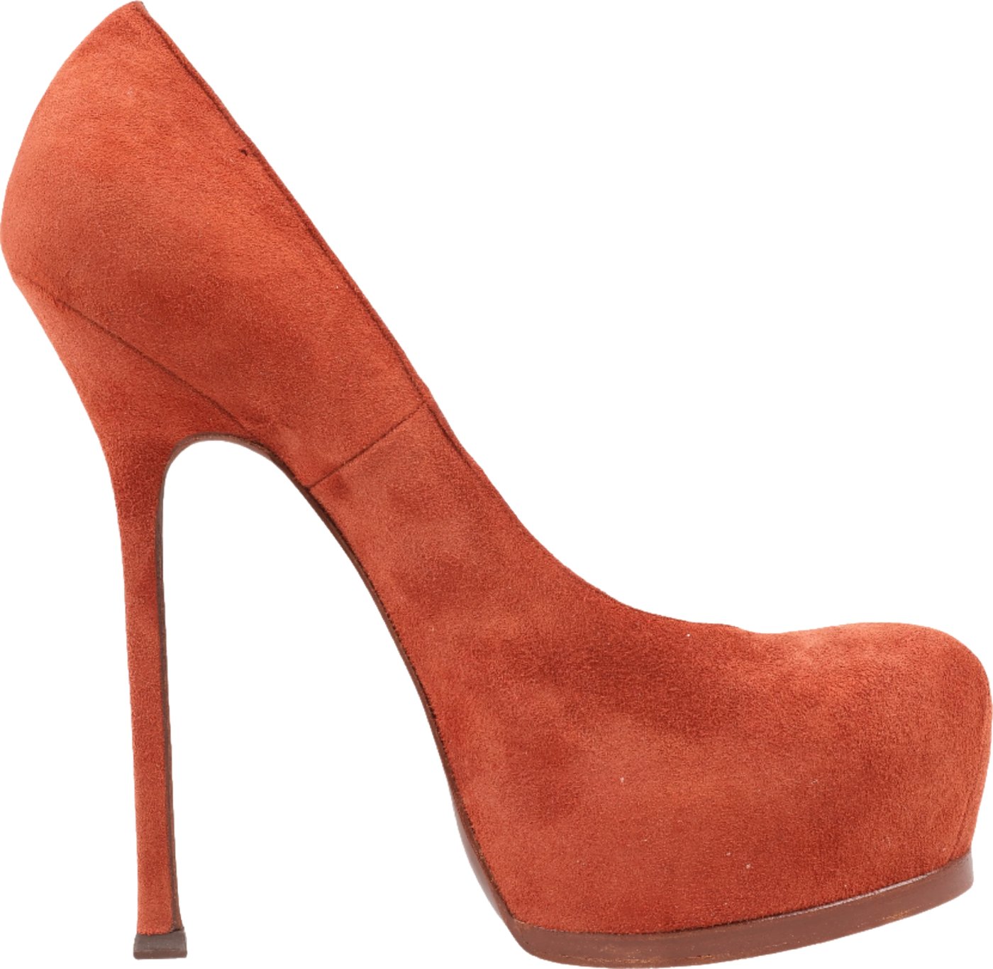 Saint Laurent Tribute Two Brown Suede Pumps, Size 37.5 EU
