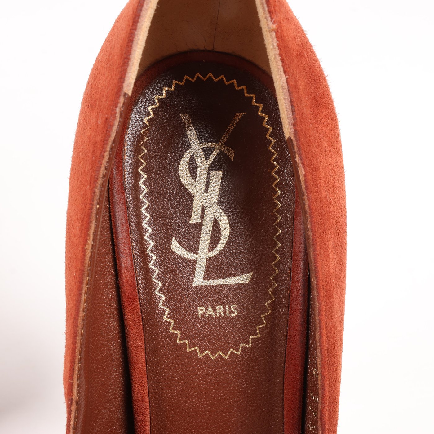 Saint Laurent Tribute Two Brown Suede Pumps, Size 37.5 EU