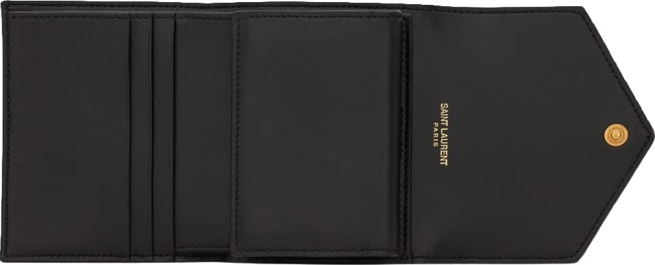 Saint Laurent Cassandre Matelasse Multi-Folded Wallet In Grain De Poudre Leather