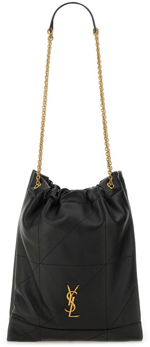 Quilted Lambskin Drawstring Shoulder Bag With Chain Straps