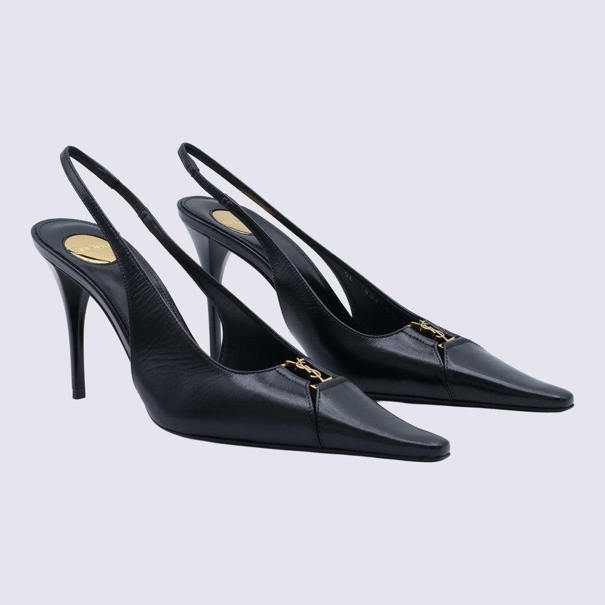 Slingback Pump with Pointed Toe and Gold-Tone Logo