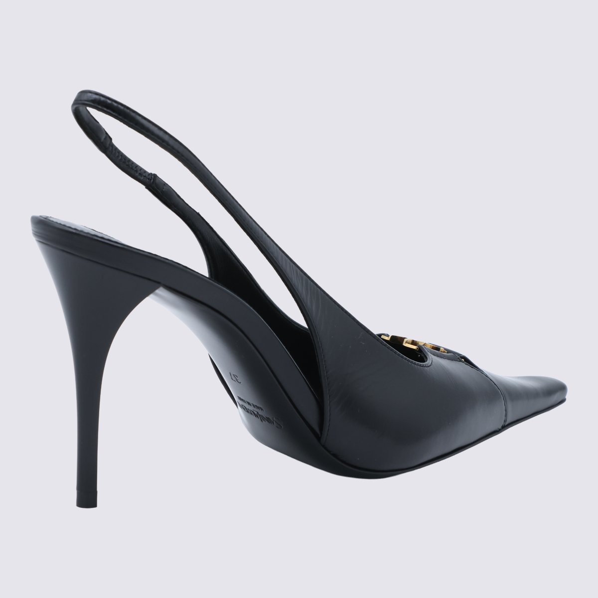 Slingback Pump with Pointed Toe and Gold-Tone Logo